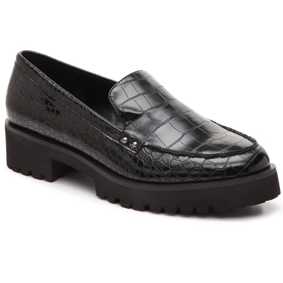 Bleeker & Bond Black Croc Embossed Wendall Platform Lug Sole Loafer Size 10 - Picture 4 of 16